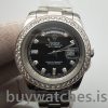 Rolex Day-Date 218349 Relógio automático masculino 41 mm preto com diamantes