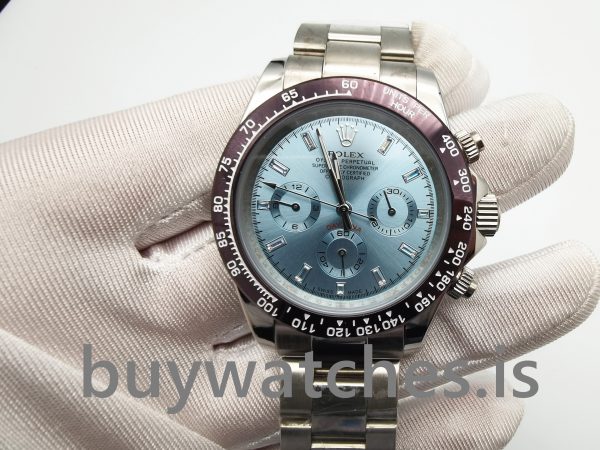 Rolex Daytona 116506 Relógio masculino platina 950 automático azul claro