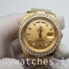 Rolex Day-Date 128348rbr Relógio automático unissex de ouro com diamantes 36 mm