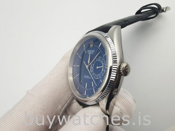 Rolex Cellini Date 50519 Relógio automático masculino 39 mm azul aço