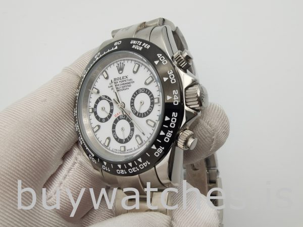 Rolex Daytona 116500 Relógio masculino com mostrador branco de 40 mm
