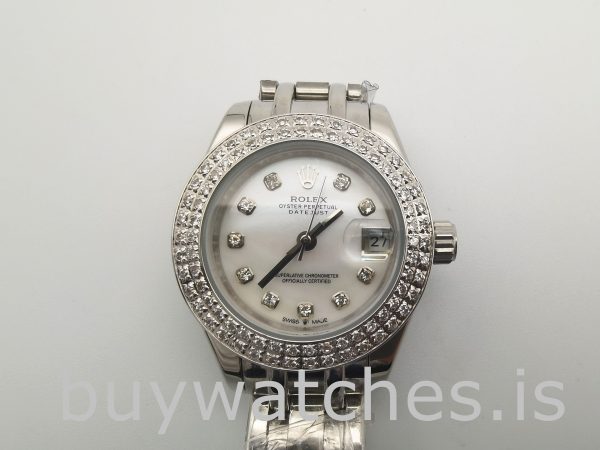 Rolex Datejust 81339 Relógio White Dial 34mm Senhoras 31 Jóias