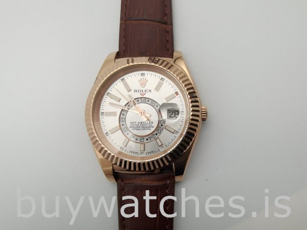 Rolex Sky-Dweller 326135 Relógio Automático Branco 42mm Marrom Sólido
