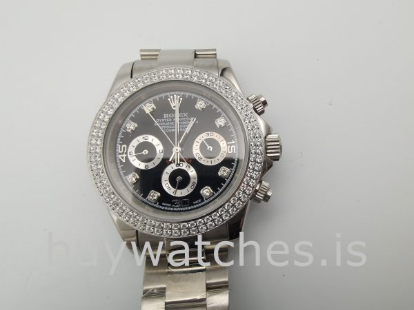 Rolex Daytona Relógio de 40 mm feminino Diamond Black Dial