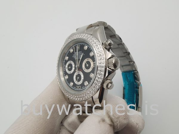 Rolex Daytona Relógio de 40 mm feminino Diamond Black Dial