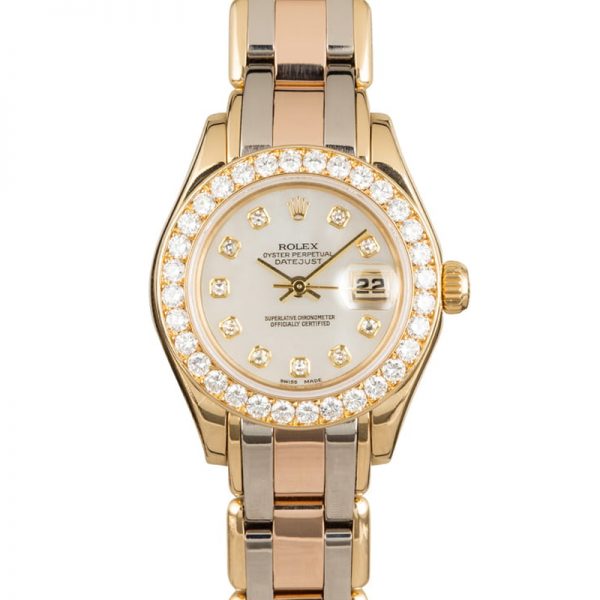 Rolex Datejust 80299 Relógio com mostrador branco 29 mm ouro 18k feminino