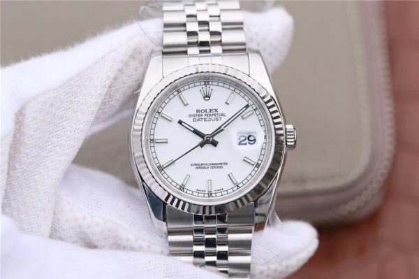 Rolex Datejust 116234 Replica Relógio feminino 36 mm com mostrador branco